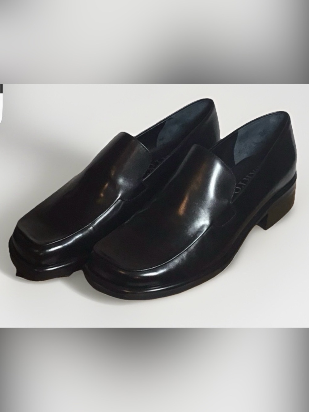Franco Sarto Bocca Black Leather Loafers Slip On Square Toe Women's Size 5.5M